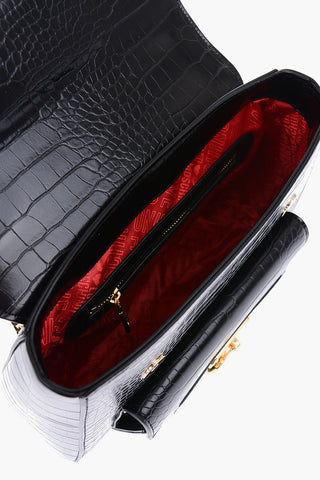 LOVE Faux Leather Crocodile Printed Mini Hand Bag