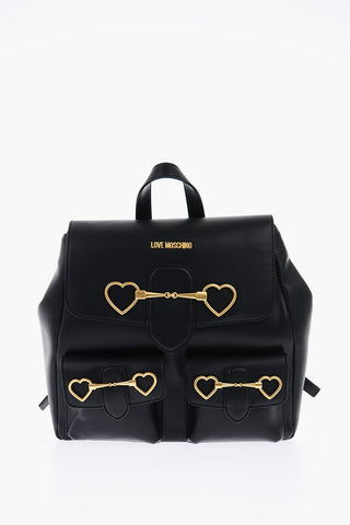 LOVE Faux Leather Backpack with Double Pockets Front