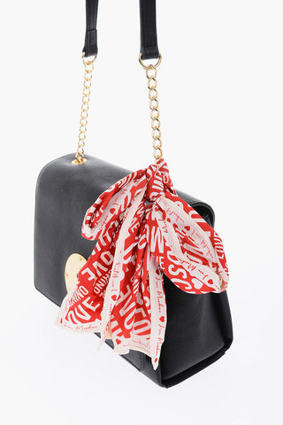  	LOVE Borsa Saddle in Ecopelle con Logo Dorato e Foulard