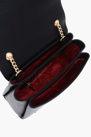  	LOVE Borsa Saddle in Ecopelle con Logo Dorato e Foulard