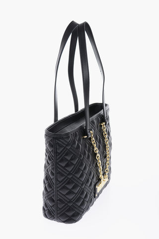 LOVE Faux Leather Quilted Tote Bag with Golden Details