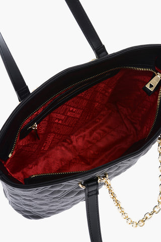 LOVE Faux Leather Quilted Tote Bag with Golden Details