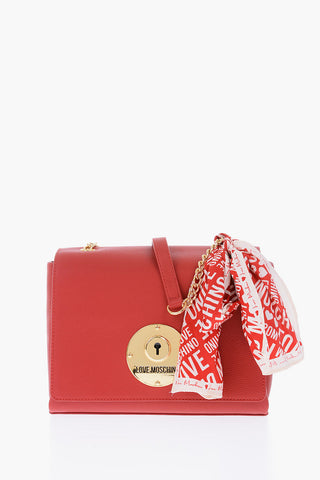 LOVE Golden Logo Faux Leather Saddle Bag with Neckerchief