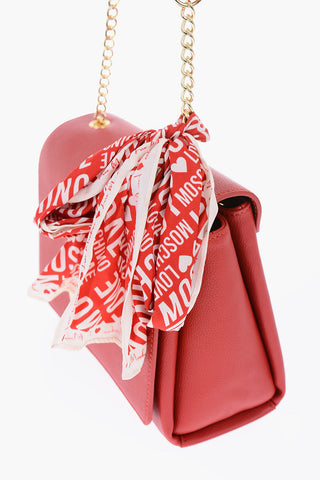 LOVE Golden Logo Faux Leather Saddle Bag with Neckerchief