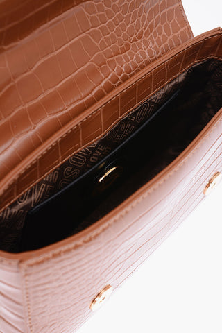  	LOVE Faux Leather Crocodile Effect Shoulder Bag