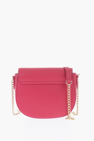  	LOVE Textured Faux Leather Saddle Bag with Embossed Logo