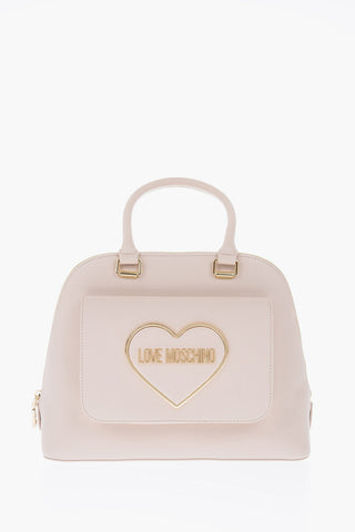 LOVE Textured Faux Leather Hand Bag with Heart Logo