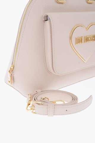 LOVE Textured Faux Leather Hand Bag with Heart Logo