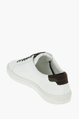 Sneakers Basse in Pelle con Dettagli in Camou