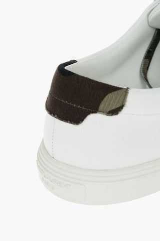 Sneakers Basse in Pelle con Dettagli in Camou