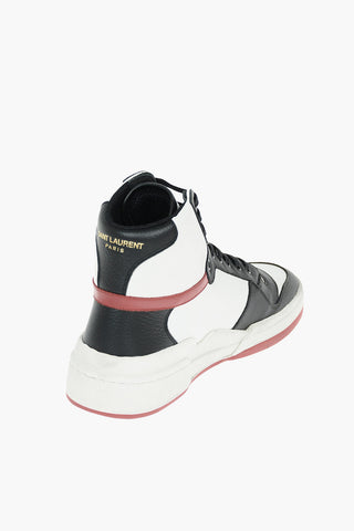 Sneakers Alte in Pelle Traforate con Logo Stampato