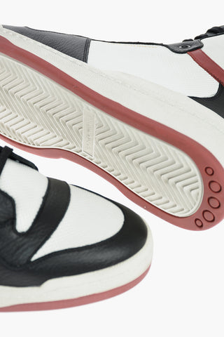 Sneakers Alte in Pelle Traforate con Logo Stampato