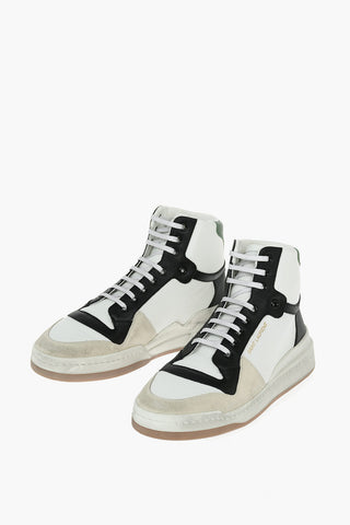 Fabric Leather High-top Sneakers with Logo