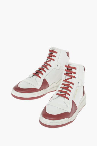 Sneakers Alte in Pelle e Tessuto con Logo Stampato