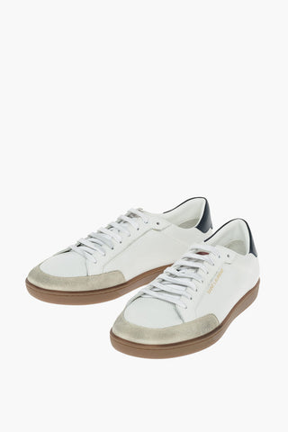 Sneakers Basse in Pelle Traforate con Punta in Suede