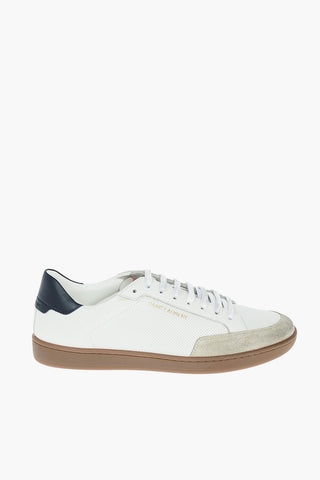 Sneakers Basse in Pelle Traforate con Punta in Suede