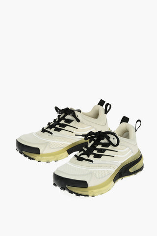 Fabric Sneakers with Leather Details and Chunky Sole