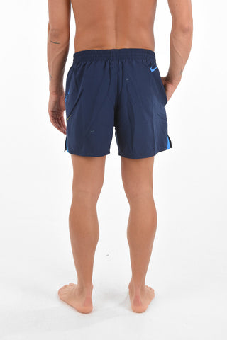Boxer Swim Shorts with 2 Pockets and Logo Print
