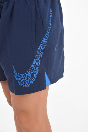 Boxer Swim Shorts with 2 Pockets and Logo Print