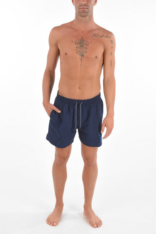 Boxer Swim Shorts with 2 Pockets and Logo Print