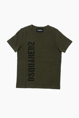 logo printed solid color crew-neck t-shirt
