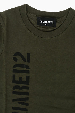 logo printed solid color crew-neck t-shirt
