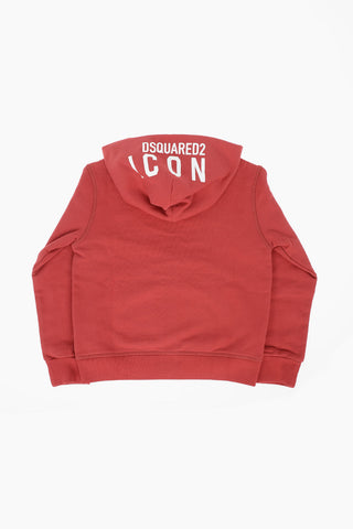 ICON solid color hooded sweatshirt with zip closure