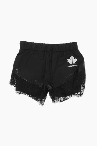 lace details stretch cotton shorts