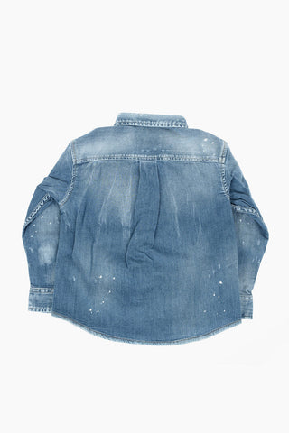 ICON logo printed stretch denim shirt