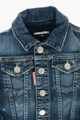 double breast pocket stretch denim jacket