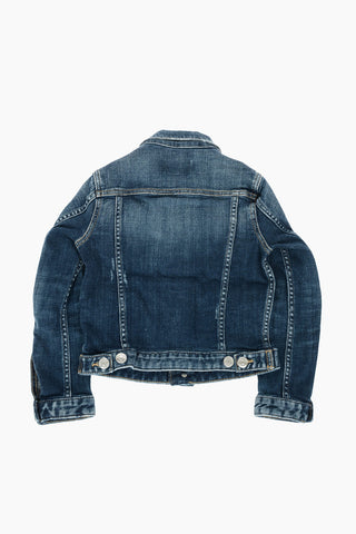 double breast pocket stretch denim jacket