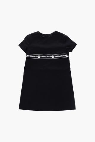 Virgin Wool Blend Dress with Logoed Band