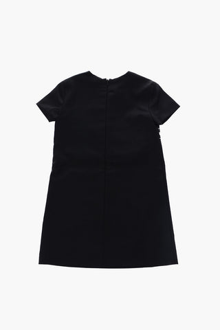 Virgin Wool Blend Dress with Logoed Band