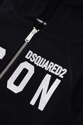 ICON Rhinestone Embellished Logo Hooded Sweatshirt