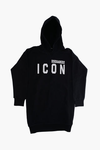 ICON rhinestone embellished logo hooded dress