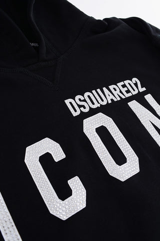 ICON rhinestone embellished logo hooded dress