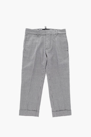 Pantaloni Pied de Poule ad Orlo con Risvolto