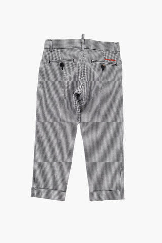 Pantaloni Pied de Poule ad Orlo con Risvolto