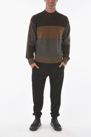 ZZEGNA Ribbed Two-Tone Crew-neck Sweater