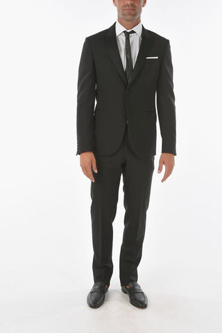 Virgin Wool Blend TUXEDO Blazer with Peak Lapel