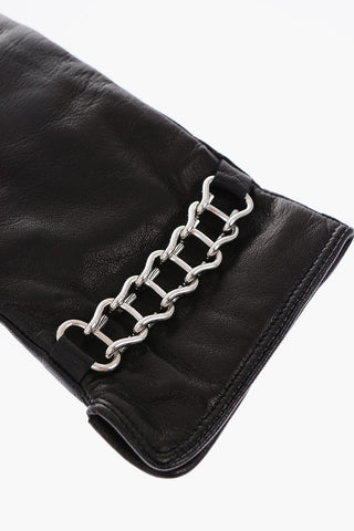 Leather G-PLACKI-A Gloves with Chain Detail