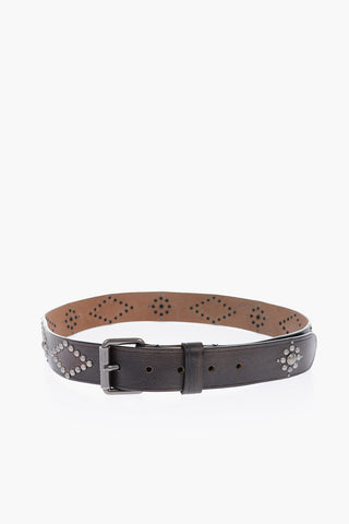 35mm Studded Leather B-ARREL Belt