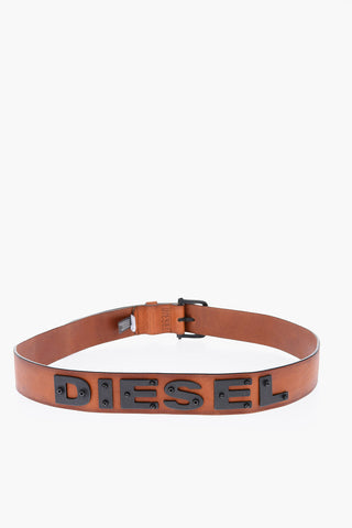 40mm Embossed Logo Leather B-DIZEL Belt