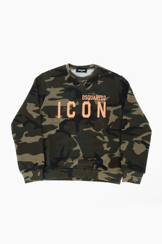 ICON Camouflage RELAX Crew-Neck Sweatshirt with Fluo -Print