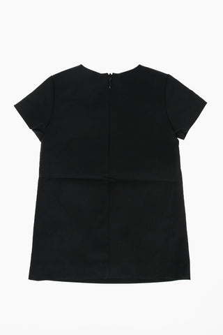 Virgin Wool Blend Dress with Logoed Band