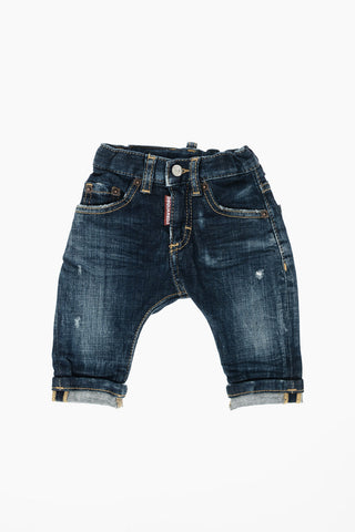 Cuffed Hem Vintage Effect Jeans