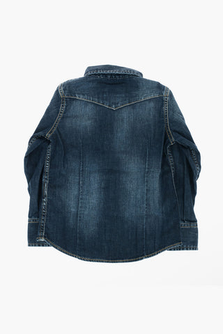 double breast pocket stretch denim shirt