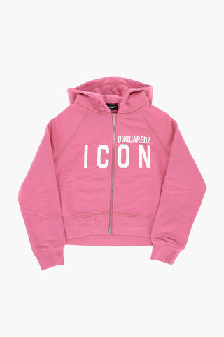 ICON solid color hooded sweatshirt with zip closure