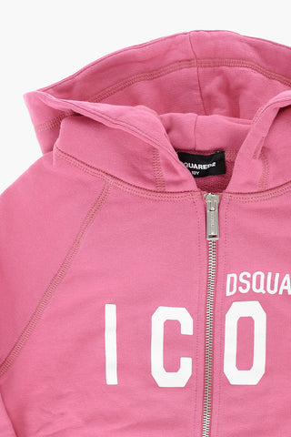 ICON solid color hooded sweatshirt with zip closure