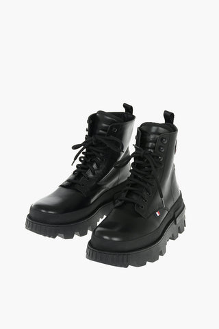 Leather MERCURIOUS Combat Boots with Signature Logo on the Sole